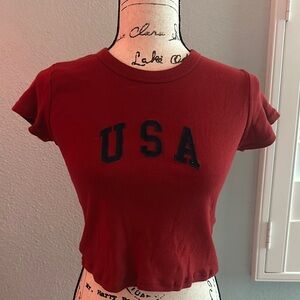 Red USA Women's Crop Top